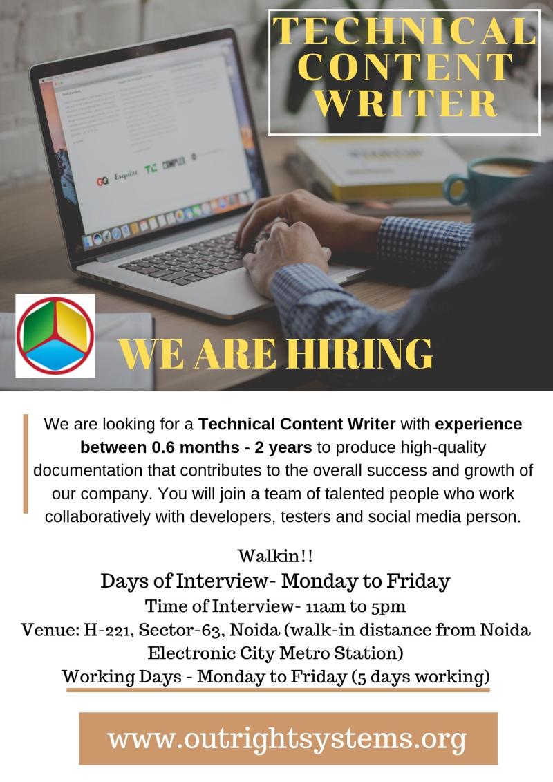 OutrightSystem's tweet image. Hiiii We are looking for a #TechnicalContentWriter with experience between 0.6 months - 2 years to produce high-quality documentation that contributes to the overall success and growth of our company. 
Interested Candidate  send your application on hr@outrightcrm.com
Walking!!