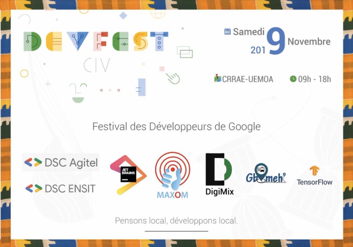 mnsieurmaguy's tweet photo. Grand merci à la communauté #Google de nous avoir associé à cet événement, outre le plaisir d’avoir rencontrer les participants, les Speakers, et d’avoir été à vos côtés ce jour, vos encouragements ont été une véritable récompense. #DevFestCiv #TeamGbameh 🎊🎊🎊🇨🇮 #Civ #Gbameh https://t.co/HSLmPzgPMy