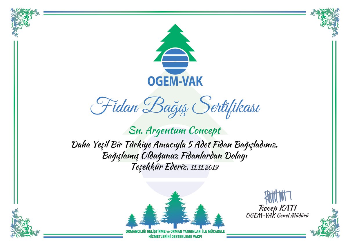 11 milyon ağaç ile dünya rekoruna koşuyoruz. Biz de #ArgentumConcept olarak, daha yeşil bir Türkiye için kampanyaya 5 fidan ile katkıda bulunduk. 😊🌳 Herkesi daha yeşil bir Türkiye için duyarlılığa davet ediyoruz.
#GeleceğeNefes 
bagis.ogemvak.org.tr
gelecegenefes.com