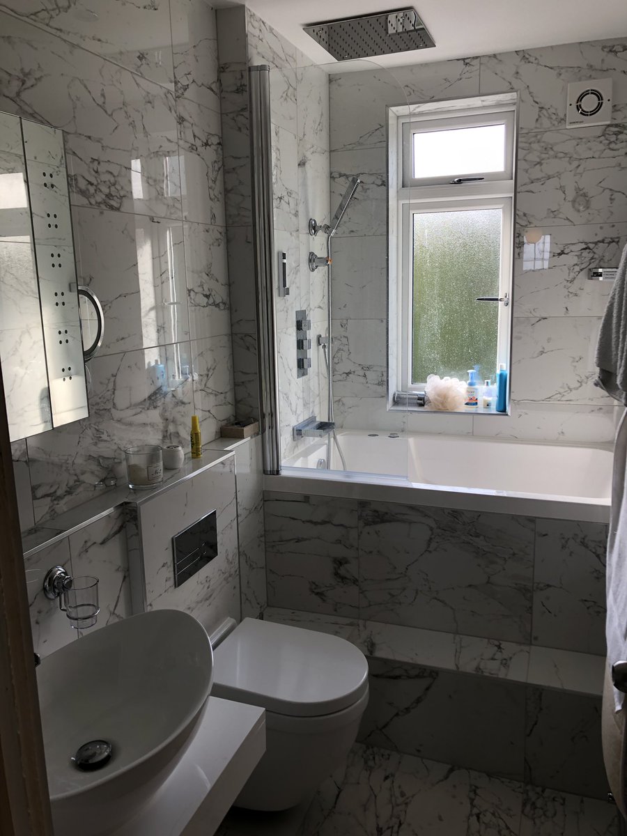 hscarpbuildltd's tweet photo. Bathroom refurbishment in hoddesdon with a Japanese bath &amp; jets and a ceiling mounted shower head  finished with marble effect porcelain tile #hscarpentrybuildingltd #building #carpentry #bathroomdesign #essex #eastlondon #fmb #trustmark #checkatrade @LoveHoddesdon @fmbuilders https://t.co/9lSHpQxTiK