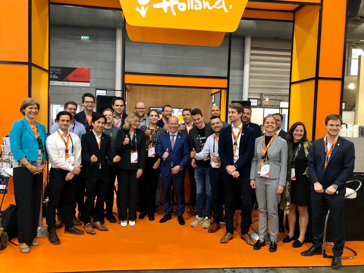 Techleapnl's tweet photo. The Holland pavilion at #SFFxSwitch in Singapore is officially open! @RaymondKnops did the honors, talking with our director @NilsBeers! The booth was launched using CES 2019 alumni #20face's facial recognition software: https://t.co/O5DJrCgIrv https://t.co/99Iq2DBIax