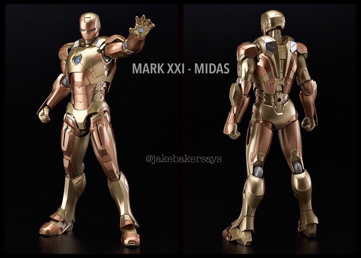 MARK XXI - Midas- Fully Loaded High-Altitude Suit- made from an enriched gold titanium alloy and is designed for high altitude flight - able to withstand cold temperatures and low pressure of Earth’s upper atmosphere but is not capable of sub-orbital flight