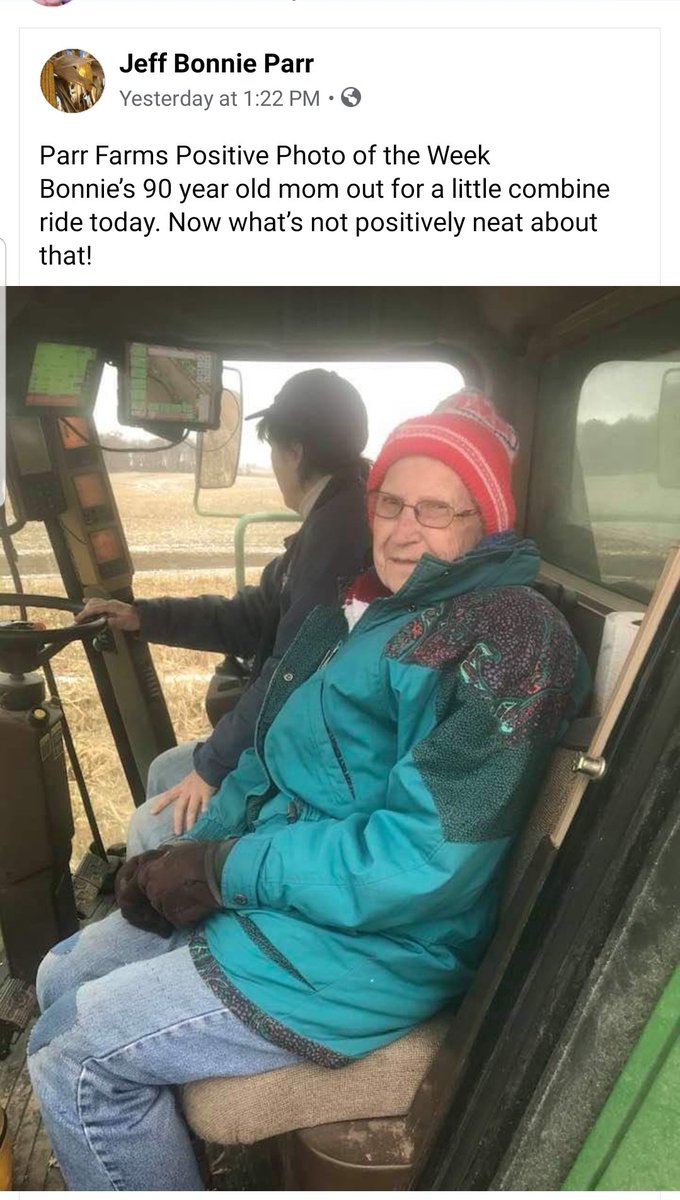 Lake_Prairie_Ag's tweet photo. My grandfather's oldest niece.. one of my father's 58 first cousins 

Her daughter Bonnie and husband Jeff Parr farm the land that would have been her great grandfather Joseph Brown's. My grandfather's grandfather and civil war veteran https://t.co/D3rWTSmypI