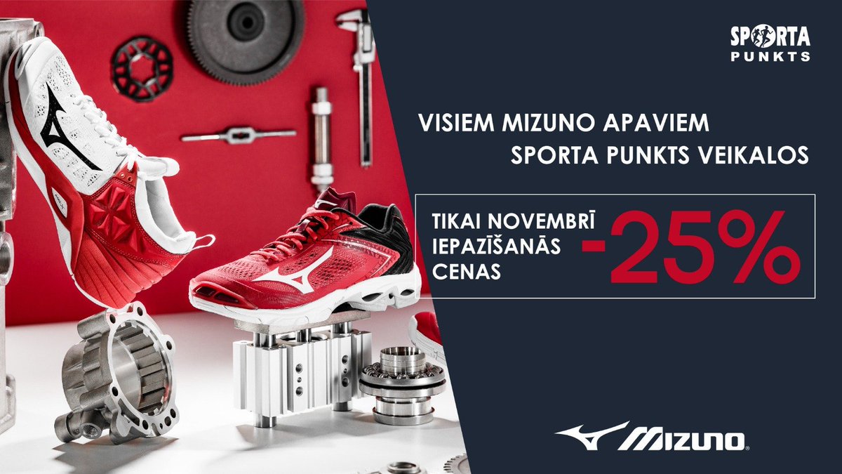 Mūsu lieliskais atbalstītājs Sporta Punkts piedāvā īpaši pievilcīgas cenas Mizuno volejbola apaviem novembrī!