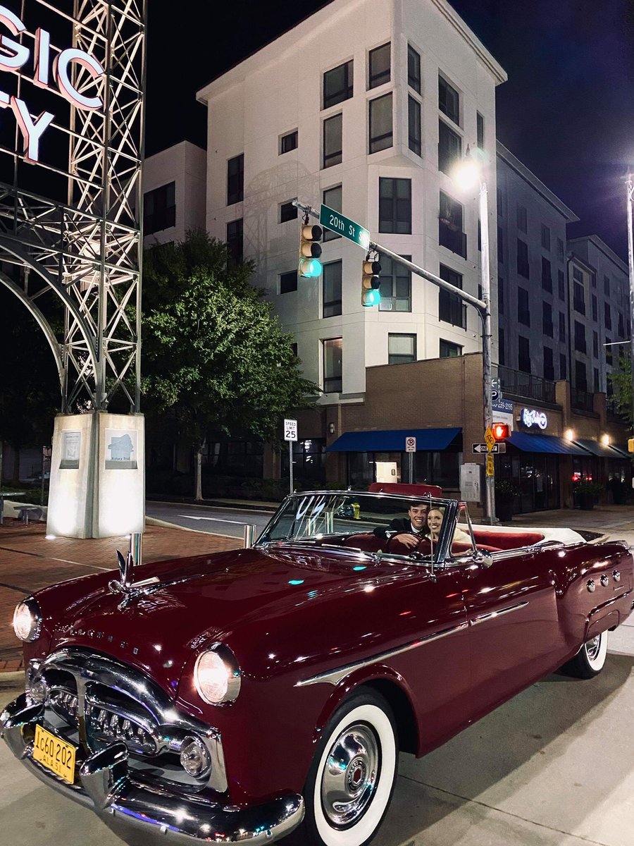 Great couple Saturday night in our wedding car “Ruby” Banks Nash married Kynerd, we had a ball, they loved the honks and waves and shouts of congratulations. robconradsclassiccars.com