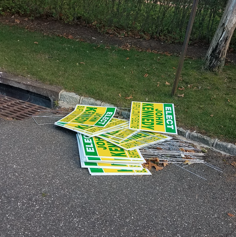 These were found just sitting on the side of the road in Suffolk County. If you see one of our remaining signs, please stop and grab it.