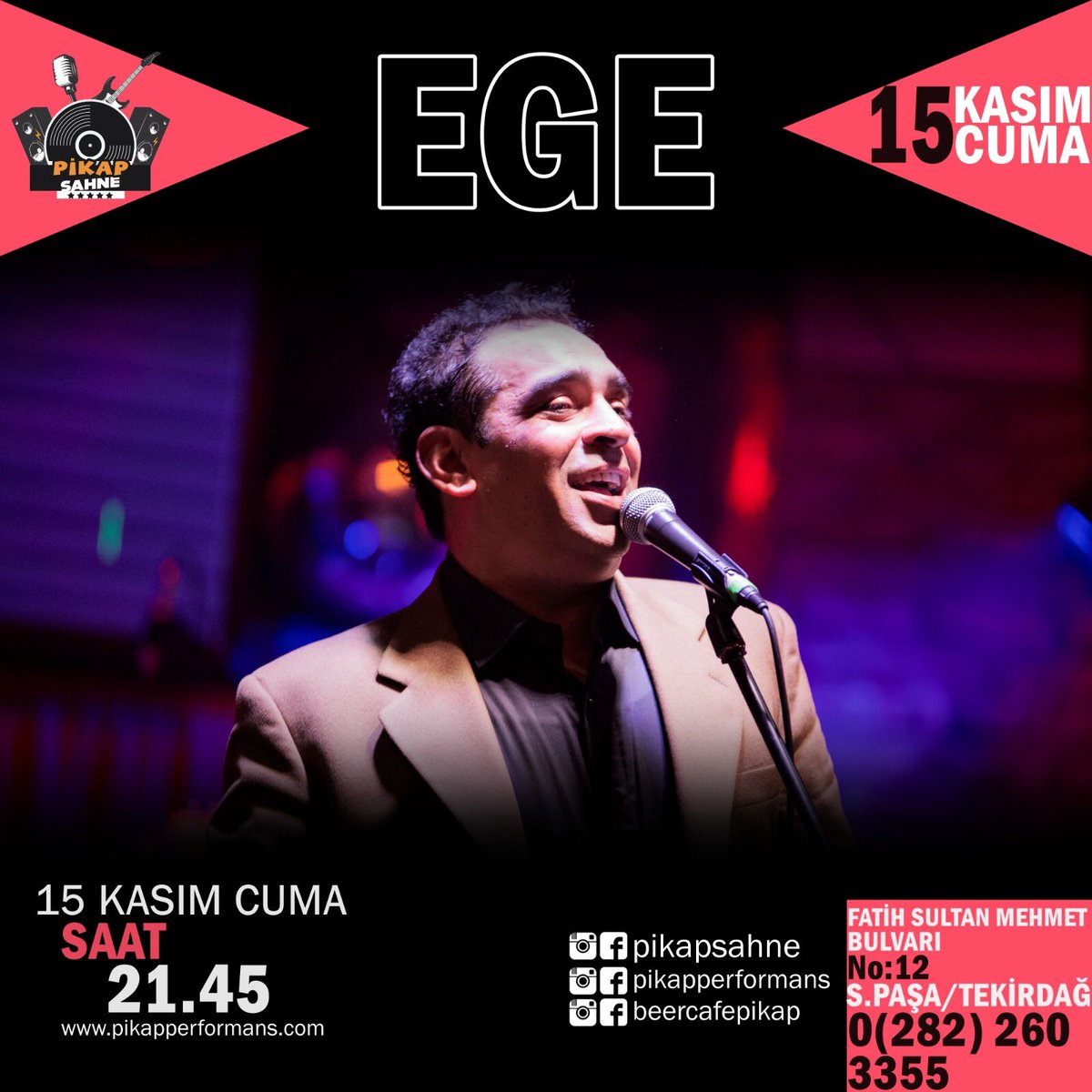 “Ege” konseri Tekirdağ’da! 5 üniversiteliye çift kişilik bilet hediye! Detaylar: bit.ly/2q16TrV