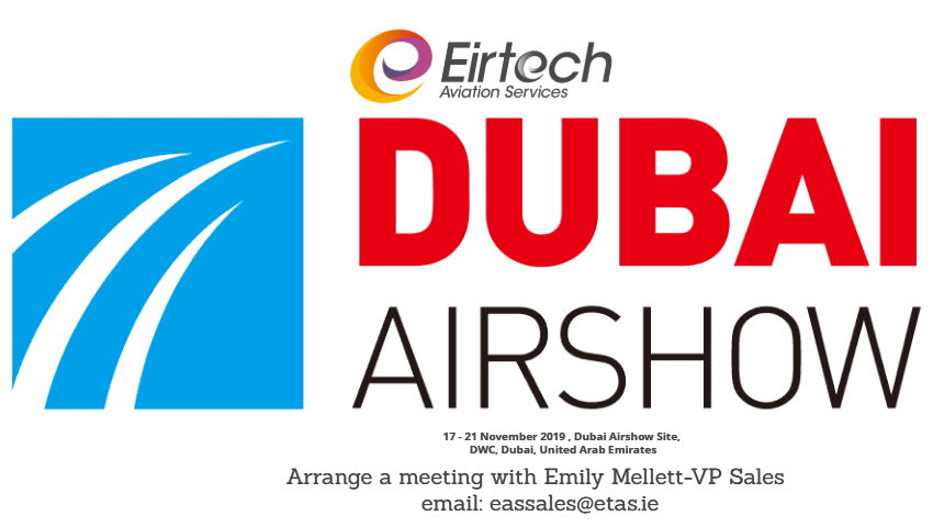 EirtechAviation's tweet photo. The Dubai Airshow 2019 takes place 17-21 November at the Dubai Airshow Site . Arrange a meeting with Eirtech Aviation Services Ltd. VP of Sales - Emily Mellett by emailing eassale@etas.ie #UAE #Dubai #Airshow #Eirtech #Services #Solutions https://t.co/4YxqnxN9yp