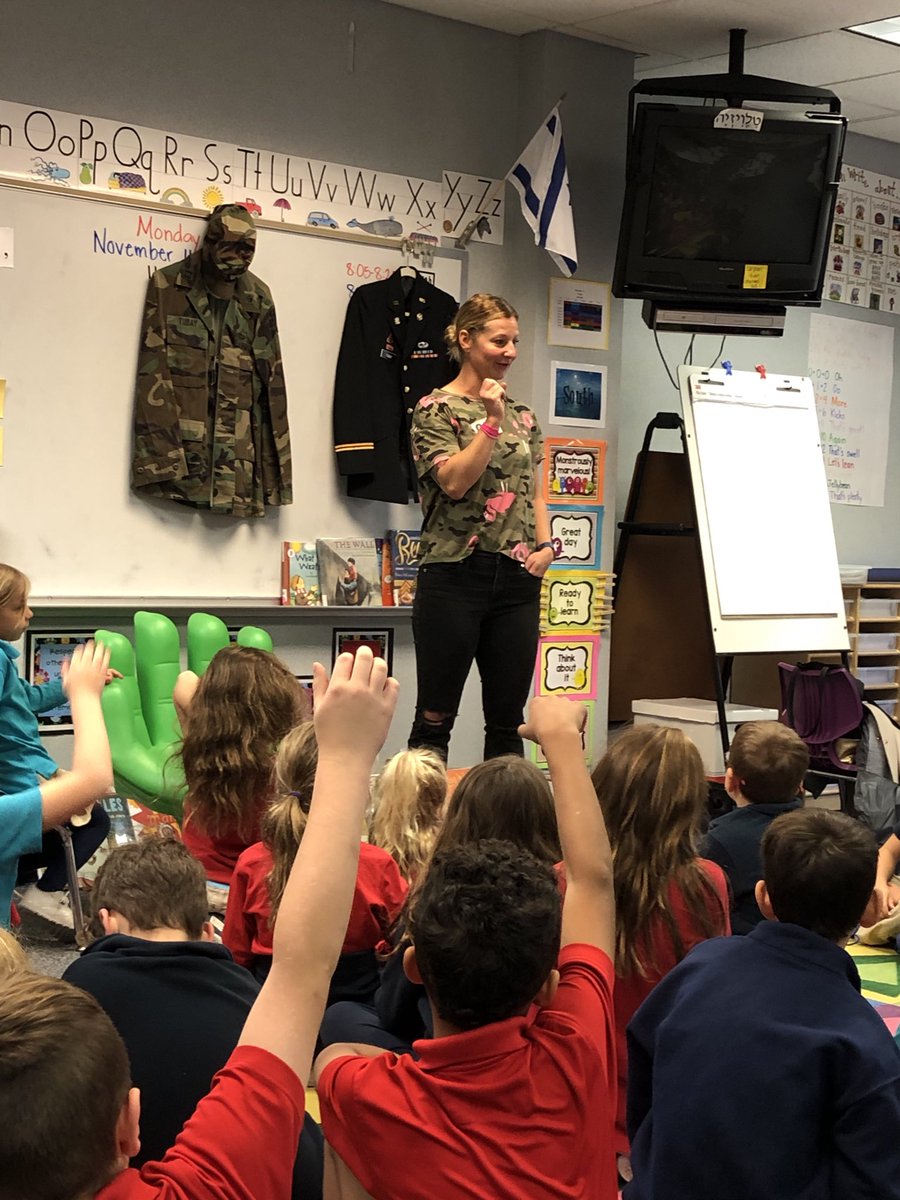 Learning about being in the army in honor of Veteran’s Day. #davis2 #davis1 ⁦<a href="/jkramer9/">Julie Kramer</a>⁩ #emilysilbermanwasinthearmy  #miloandnorasmomwasasoldier