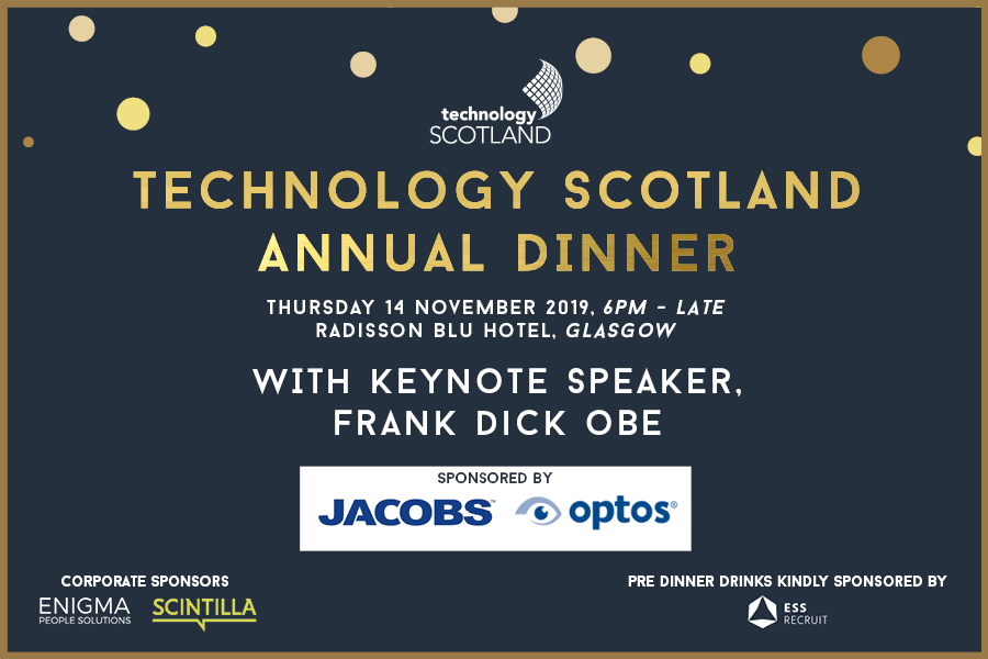 Technology Scotland's Annual Dinner takes place on Thursday!🥂 We're really looking forward to celebrating the success of the industry with colleagues from across our three networks, hearing <a href="/frankdickcoach/">Frank Dick</a> &amp; enjoying a great evening. ow.ly/LCeE50x5KtL