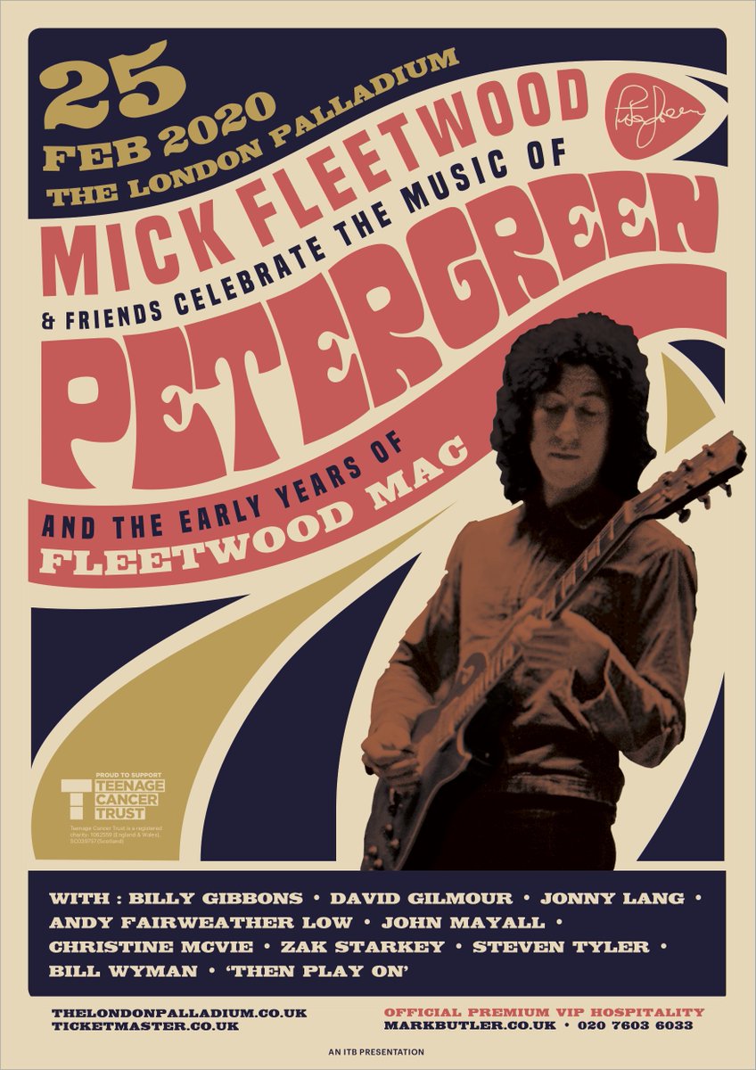 MICK FLEETWOOD ANNOUNCES ALL-STAR CONCERT HONOURING PETER GREEN AND THE EARLY YEARS OF FLEETWOOD MAC

Concert to Include Icons: Billy Gibbons, David Gilmour, Jonny Lang, Andy Fairweather Low, John Mayall, Christine McVie, Zak Starkey, Steven Tyler, Bill Wyman and more