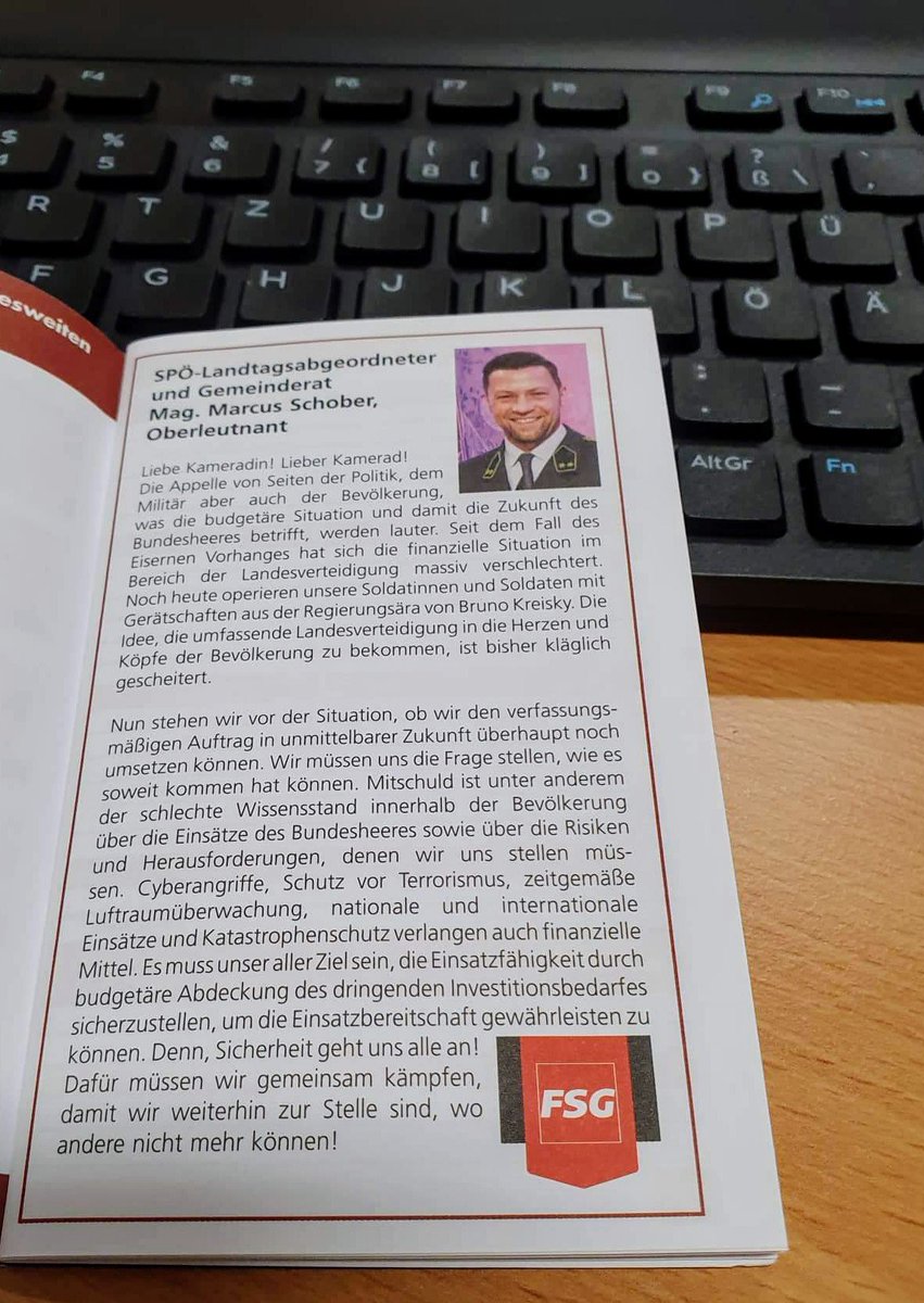 Dieser Taschenkalender liegt ab nun bei allen Soldatinnen und Soldaten des Bundesheer am Schreibtisch! Danke an die FSG für die Möglichkeit, das Vorwort zu schreiben! Und ja nicht auf die Personalvertretungswahlen vergessen! #wählengehen #sicherheit #bundesheer #schoberleutnant