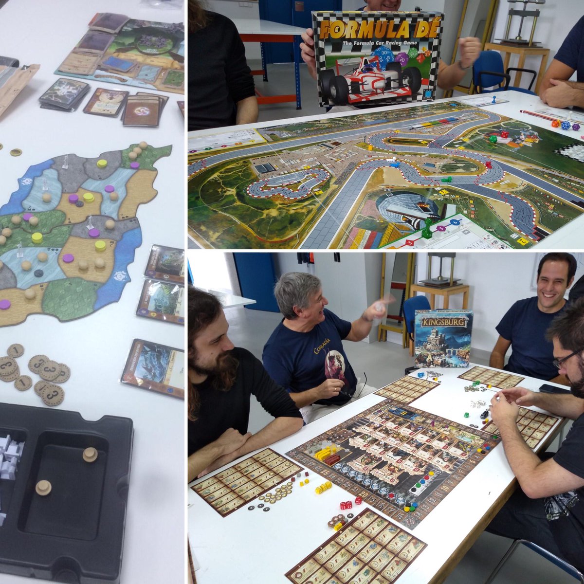 cofradiadragon's tweet photo. Durante el puente de noviembre seguimos dándole al vicio y jugamos a #SpiritIsland, #FormulaDe y #Kingsburg
#juegosdemesa #OcioAlternativo #madrid https://t.co/PmFb8HVuHs