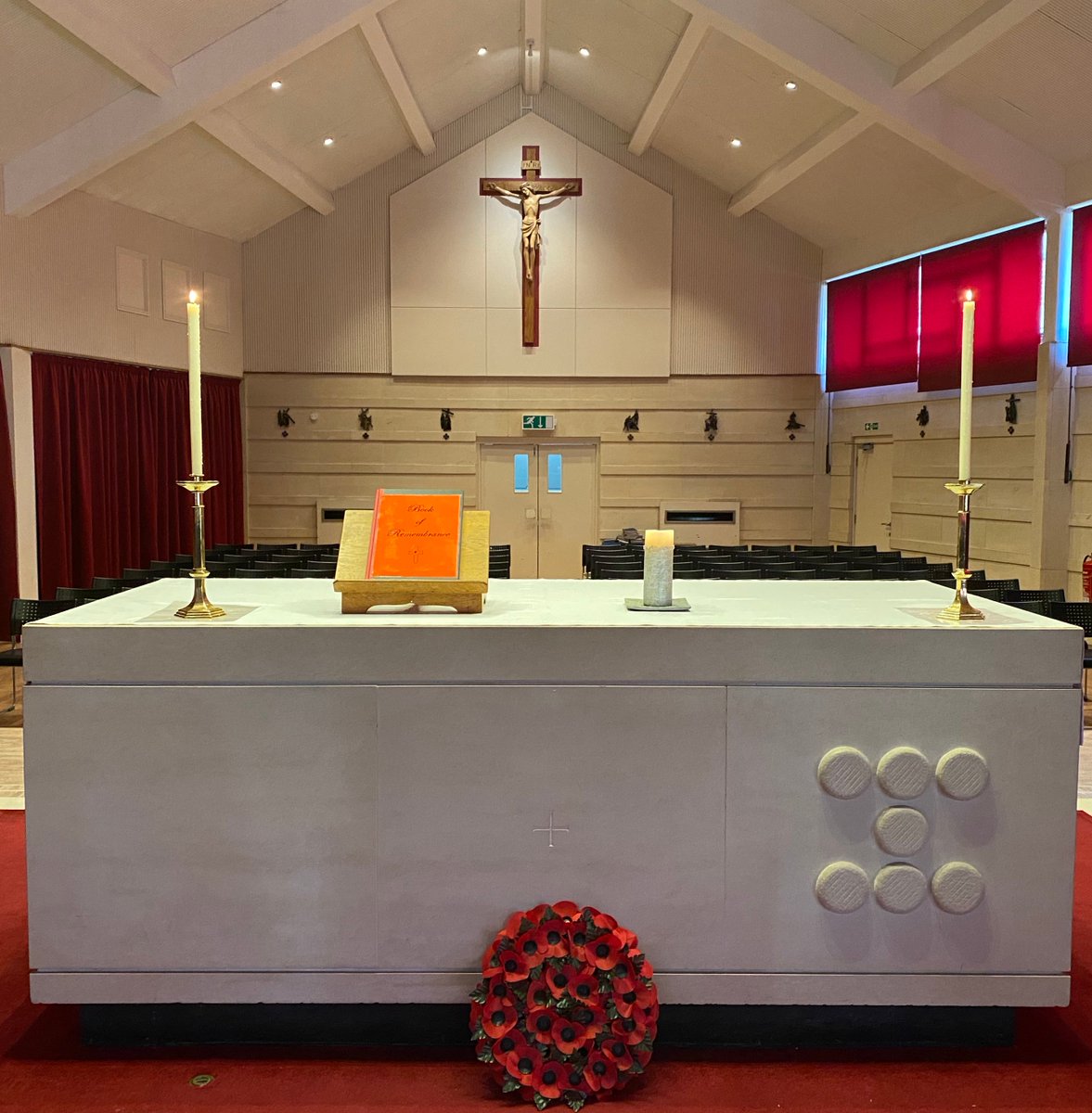 A lovely Remembrance Service led by Year 13 today. A wreath was laid at our altar and also at our commemorative tree from last year’s centenary #LestWeForget #TheyShallGrowNotOld #RemembranceDay