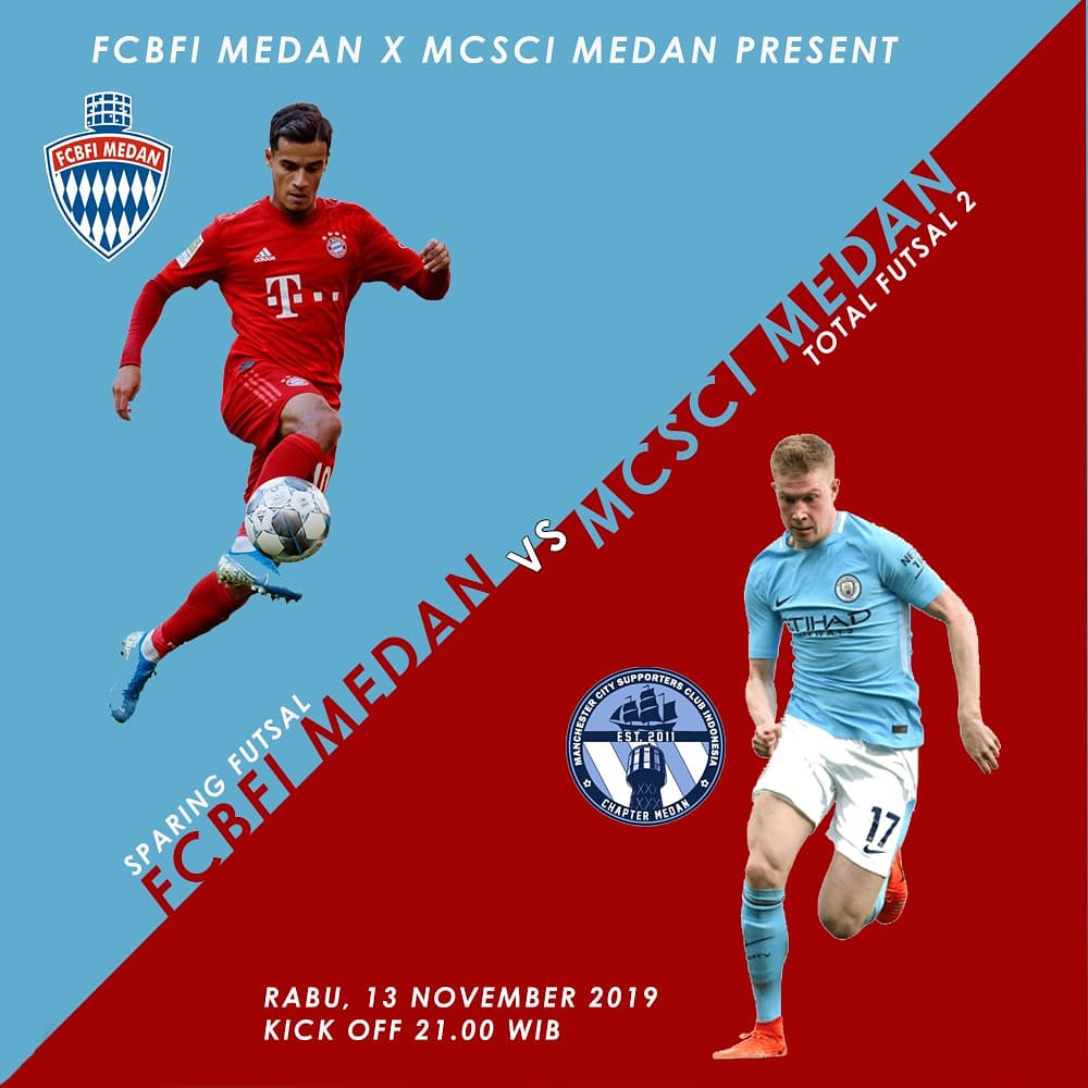 SPARING FUTSAL MCSCI MEDAN!

RABU, 13 NOVEMBER 2019
21.00 - 22.30 WIB

LAPANGAN TOTAL FUTSAL 2 FUTSAL
JL. SEI BELUTU NO.101

HTM: Bagi Rata (FREE DRINK)
Dresscode: Jersey Manchester City / MCSCI Medan (WAJIB)

CP: 082167869127 (Syahdan)

AYOK FUTSAL CITIZENS MEDAN!