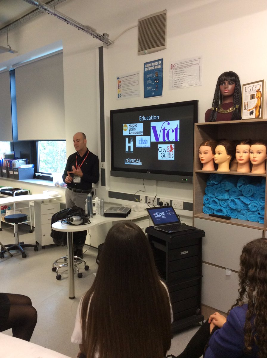 HairMea's tweet photo. Careers talk: Marc Izzard runs a Haidressing salon in Bramhall and shared his knowledge and expertise, experience within the industry and skills with the Yr10 students today ✂️ https://t.co/gF1AujVFtb