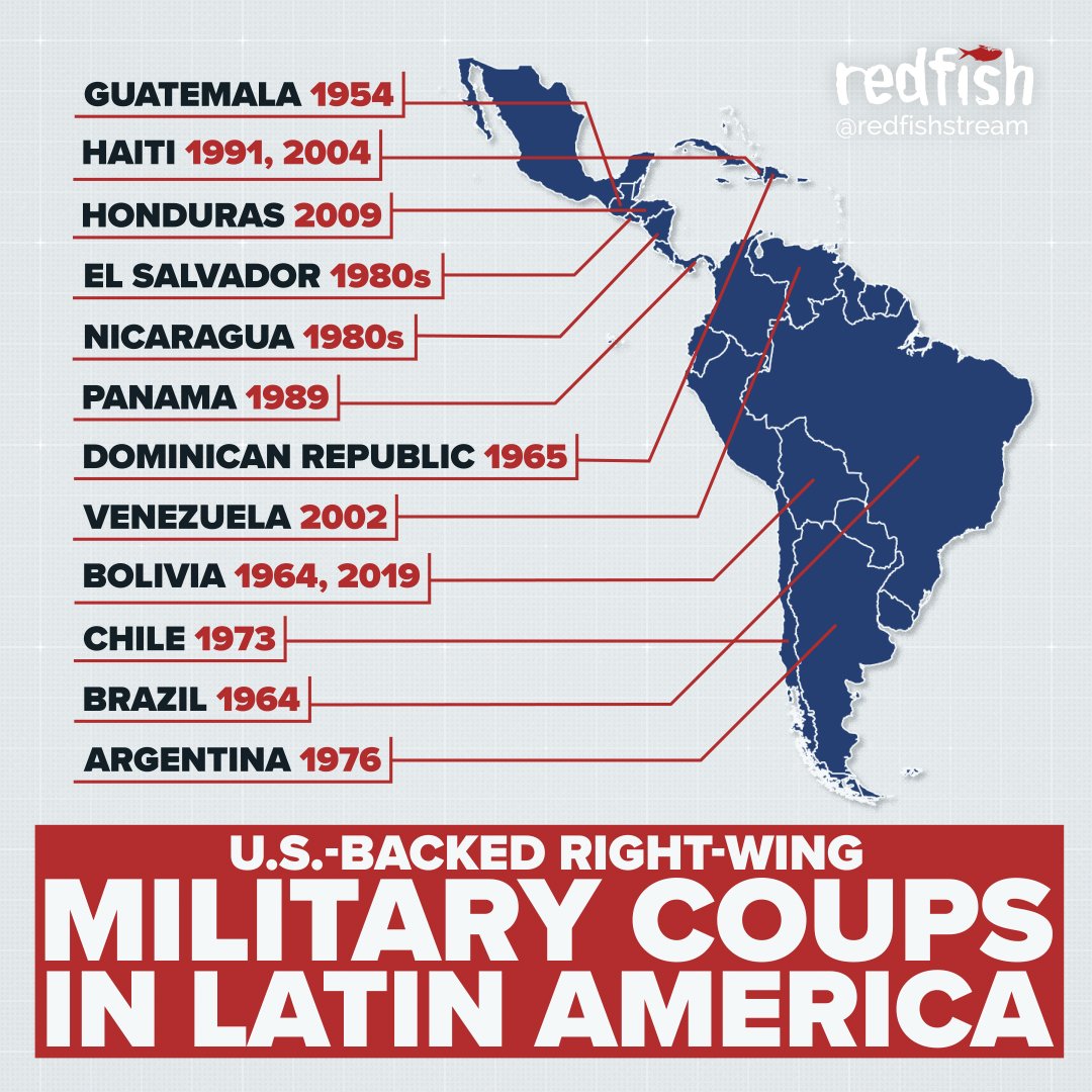 redfish on Twitter: "After the U.S.-backed coup in Bolivia, here is an overview of all the coups the United States has been involved in across Latin America. #ThisIsACoup https://t.co/V5mLIArhgK" / Twitter