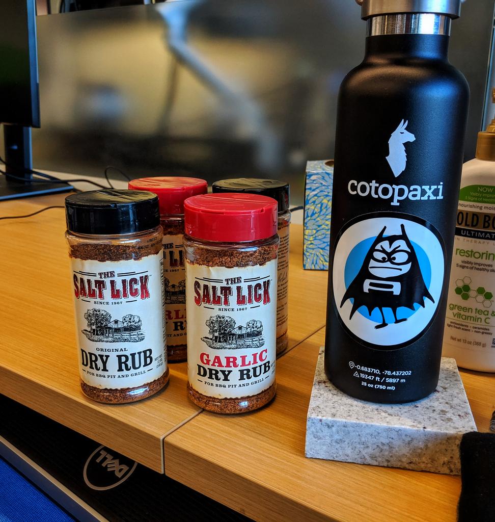 SQLFitness's tweet image. I&apos;m still exhausted after #sqlsummit, but so excited, my co-worker brought me some @SaltLickBBQ rubs... Now what should I smoke?