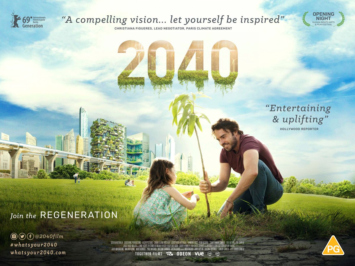 Please go see @2040Film asap! An uplifting (if slightly optimistic) vision of 2040 if we all immediately tackle the climate &amp; ecological crisis - in cinemas across the UK this weekend. Do not miss!