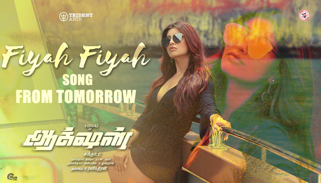 sparkanandh's tweet photo. Groove to the next biggest party number of the year! #FiyahFiyah... A sensational dashing performance from @puri_akanksha arrives tomorrow
#ActionIn4Days
A @hiphoptamizha musical🎶💯
#Action @VishalKOfficial #SundarC @tamannaahspeaks @tridentartsoffl @Muzik247in @sparkanandh https://t.co/U3W41L5Z7r