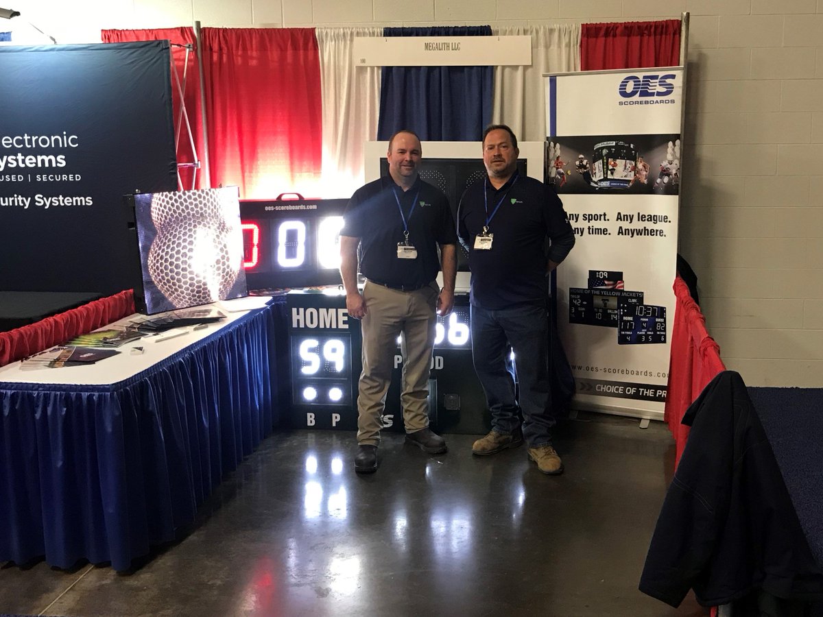 OESscoreboards's tweet photo. Come see OES' #Ohio #scoring experts from MegaLith Industrial Services at OSBA Capital Conference & Trade Show today! They're ready to light up your #GameDay. @OHschoolboards #OSBA19 #morethanscoreboards #choiceofthepros https://t.co/YgSKbcP8Ix