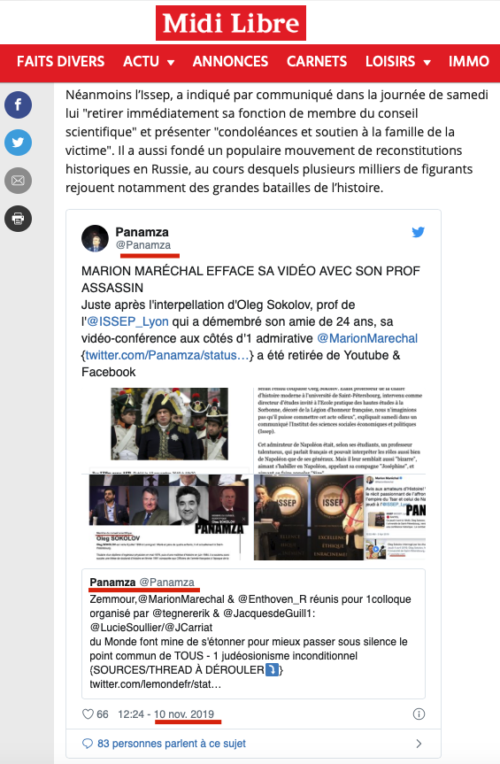 Panamza dans le Midi Libre