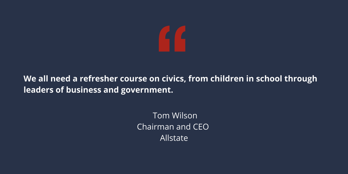 Thank you @USCCFoundation @HarvardBiz @Allstate @TomWilsonALL for highlighting why civic education is critical and urgently needed!
