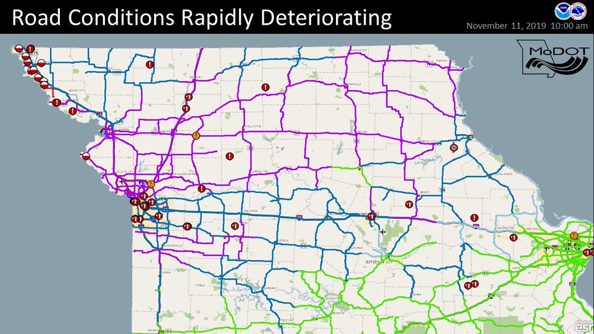 Road conditions across northern and central Missouri have rapidly