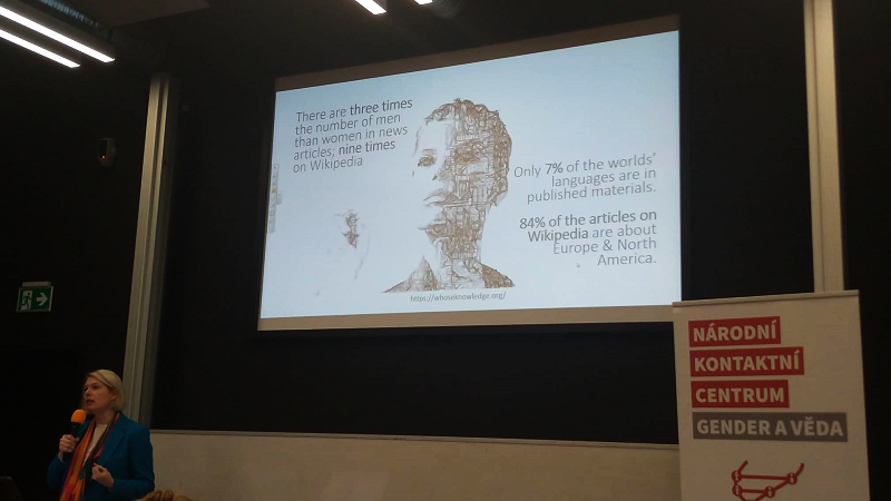 NKC_CZ's tweet photo. #Gender and #AI. Lecture of @ginasue at @CVUTPraha now: 
"Today´s #data are building the #future." #responsibility #ethics #technology #socialimpact #weekofscience cc @Akademie_ved_CR @Sociologicky https://t.co/TNywUVmd6e