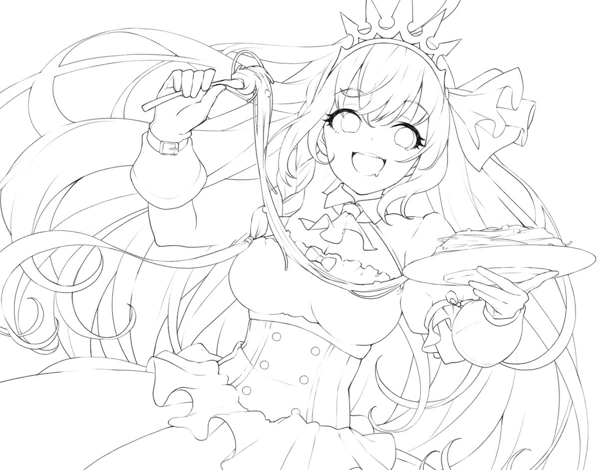 線画たのちいけど終わらんねぇ～～～～☺️☺️ 