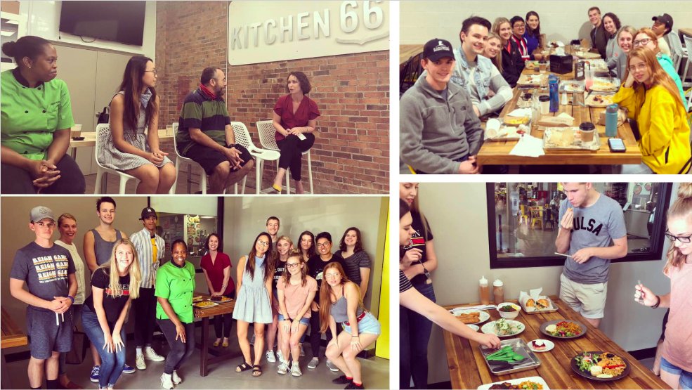 Photo of students eating to...