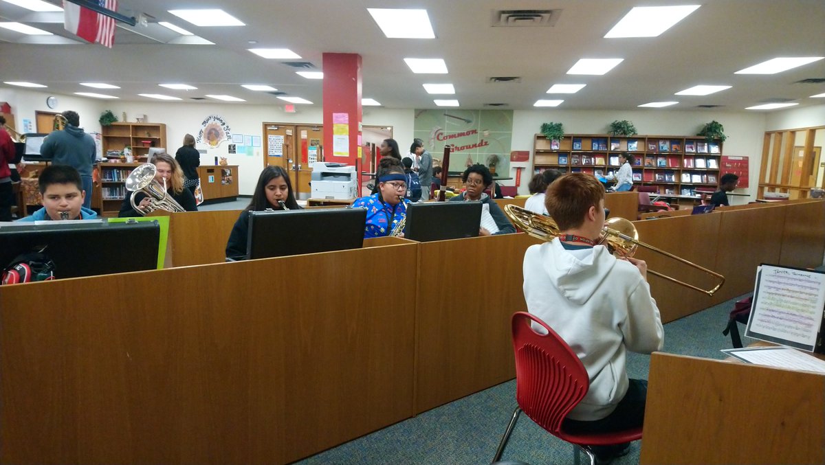 LibrarySusie's tweet photo. When the band needs a place to practice for U. I. L. auditions and every other spot in the school is taken, you open the doors and take them in. https://t.co/MeDHONpzQA