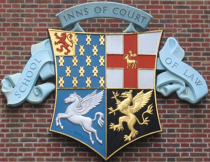 The Inns of Court in London are the professional associations for barristers in England and Wales. There are four Inns of Court.Combined arms of the four Inns of Court. Clockwise from top left: Lincoln's Inn, Middle Temple, Gray's Inn, Inner Temple.