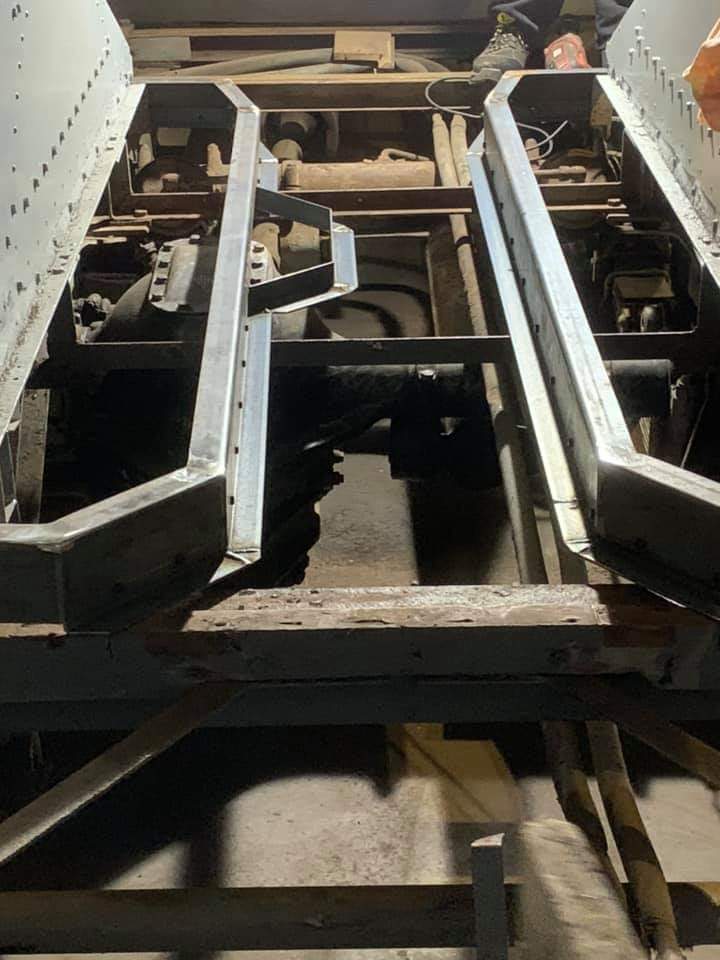 NHVCharity's tweet image. South Notts 80 now has a full set of floor bearers in place and new rear seat box floor framing fabricated and offered up awaiting fitting. Needle gunning and wire wheeling of the chassis continues ready for a full paint of floor steels and chassis next week.
#nhvc
@NCT_Buses