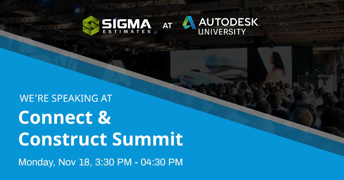 SigmaEstimates's tweet photo. We're speaking at Connect &amp; Construct Summit 2019

Learn how to effectively live link 2D, 3D, and estimating (5D) in preconstruction for better results in delivery.

Schedule a 5D Estimating Demo to learn more : https://t.co/Sabg8uxdgq https://t.co/oWUw1fAASy