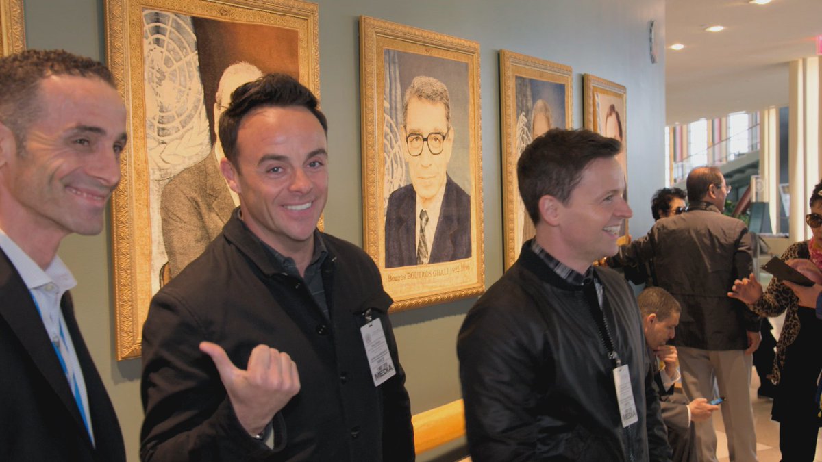 Refugees's tweet photo. We were thrilled to host presenters @antanddec inside the iconic @UN General Assembly Hall where they discovered that our DNA connects us, in ways we never imagined, to people + @refugees across the world. #DNAJourney on @ITV https://t.co/CXmKSyJW08