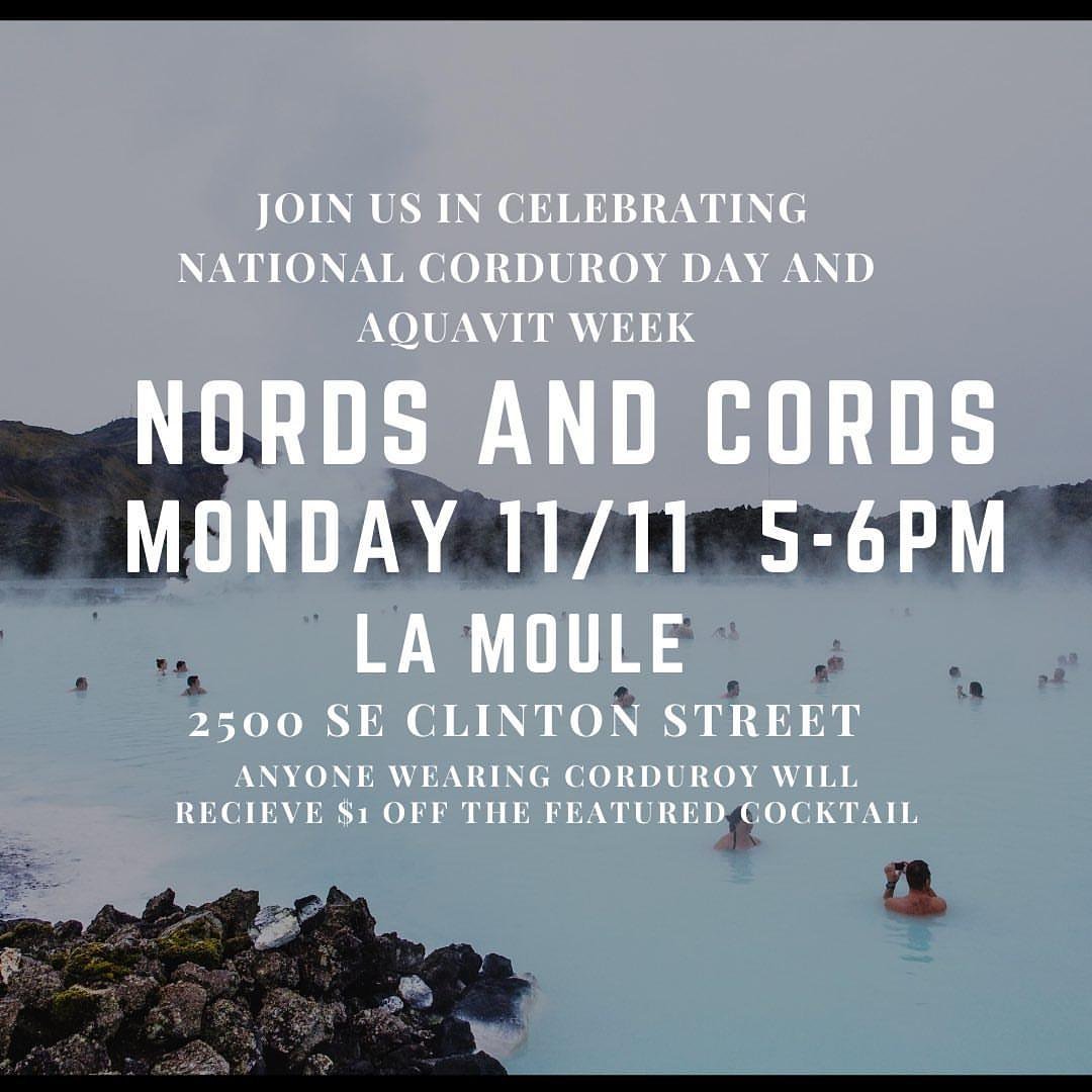 Celebrating the coincidence of Aquavit Week and Corduroy Appreciation Day with a Nords &amp; Cords party, so I'm feeling very on-brand right now.