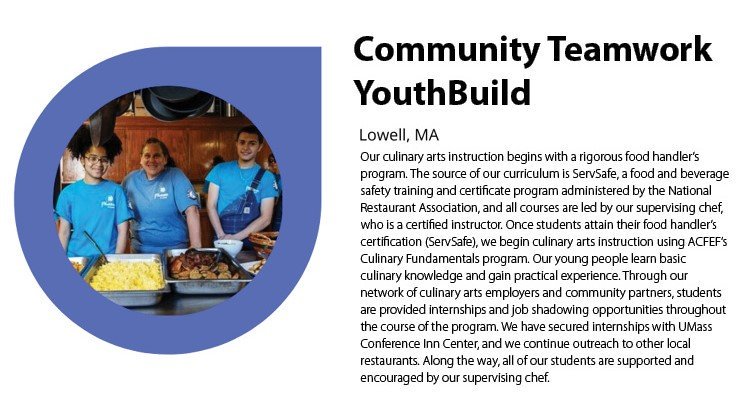 YouthBuildGlbl's tweet photo. We start #NAW2019 by celebrating the culinary industry, which makes up 10% of the total US workforce. Congrats to @Comm_Team in #LowellMA for their success in this diverse field! #YBNAW2019 https://t.co/m7UYBrebZJ