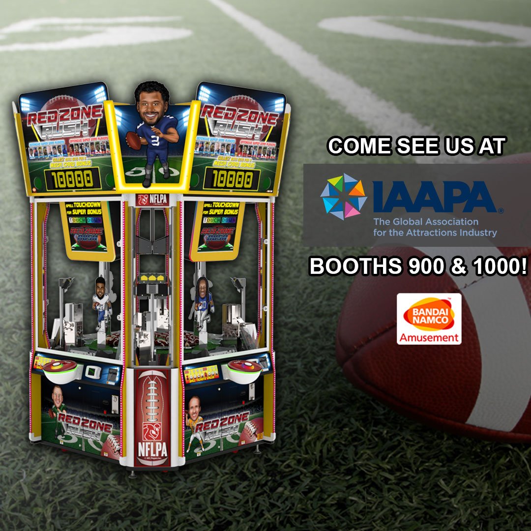 BandaiNamcoAM's tweet photo. Next week, we'll be in Orlando for IAAPA Expo 2019! From November 19-22, stop by booths 900 and 1000 for a chance to play Red Zone Rush! https://t.co/ogd7NnMarR