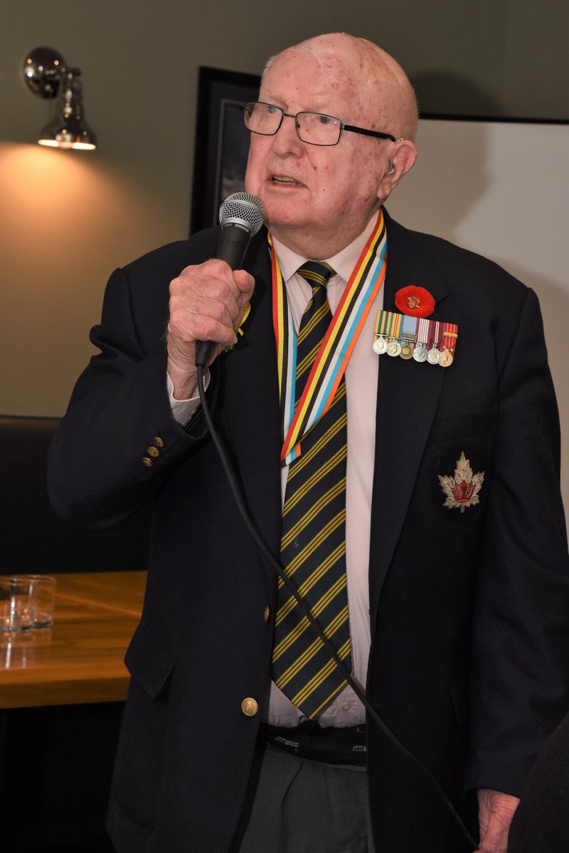te_rotary's tweet photo. Richard Ratcliffe, from the Sunnybrook Veterans Centre, speaks to our members during our annual Remembrance Day ceremony.  TERC, again this year, made a donation to the veterans' group at the hospital. #CanadaRemembers #Rotary https://t.co/2mYv2RI6fY