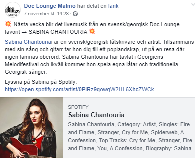 SChantouria's tweet photo. Very excited to perform live @DocLoungeMalmo tomorrow 7.45 pm, right before the Georgian Award-winning film “Before Father Gets Back” will be shown 8 pm - welcome! 📽 Link to the fb-event⬇️ https://t.co/D1ZnnyYxWq
#sabinachantouria #docloungemalmo #doclounge #babelmalmo https://t.co/tIq1M8NUnW
