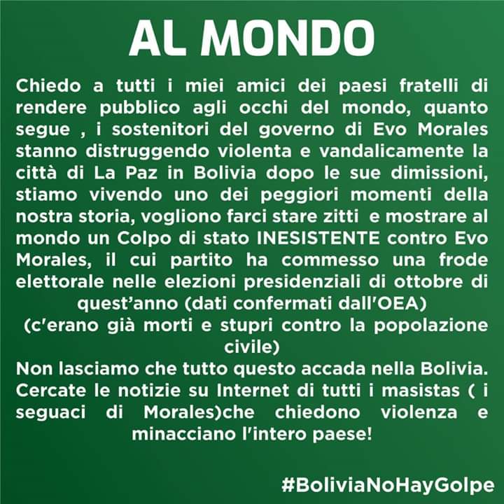laumonja's tweet photo. DENUNCIO ANTE EL MUNDO QUE 
@evoespueblo Y SUS MILITANTES ESTAN ATENTANDO CONTRA EL PAIS, SAQUEANDO, QUEMANDO EN ACTOS VANDALICOS QUERIENDO CREAR CAOS EN LA SOCIEDAD BOLIVIANA #BoliviaResiste #EvoTerrorista #NoEsGolpeDeEstado #EvoAsesino #NoEsGolpeDeEstado #FraudeElectoralBolivia https://t.co/nYdwPu3NYo