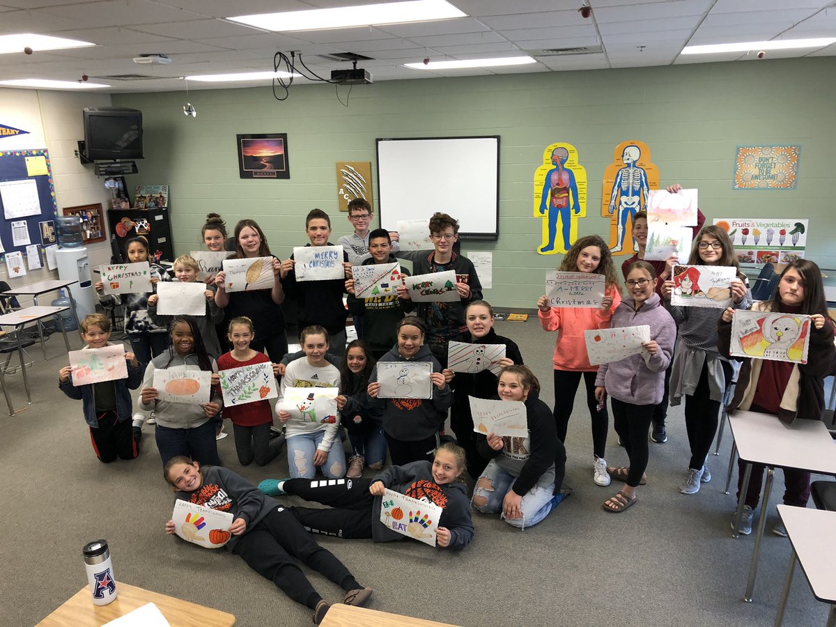 JenMeitler's tweet photo. Being creative as we Made holiday placemats for nursing home residents on our Explo day!  #ACExploday2019 And @ACMSRedesign https://t.co/sTaqb0IrDm