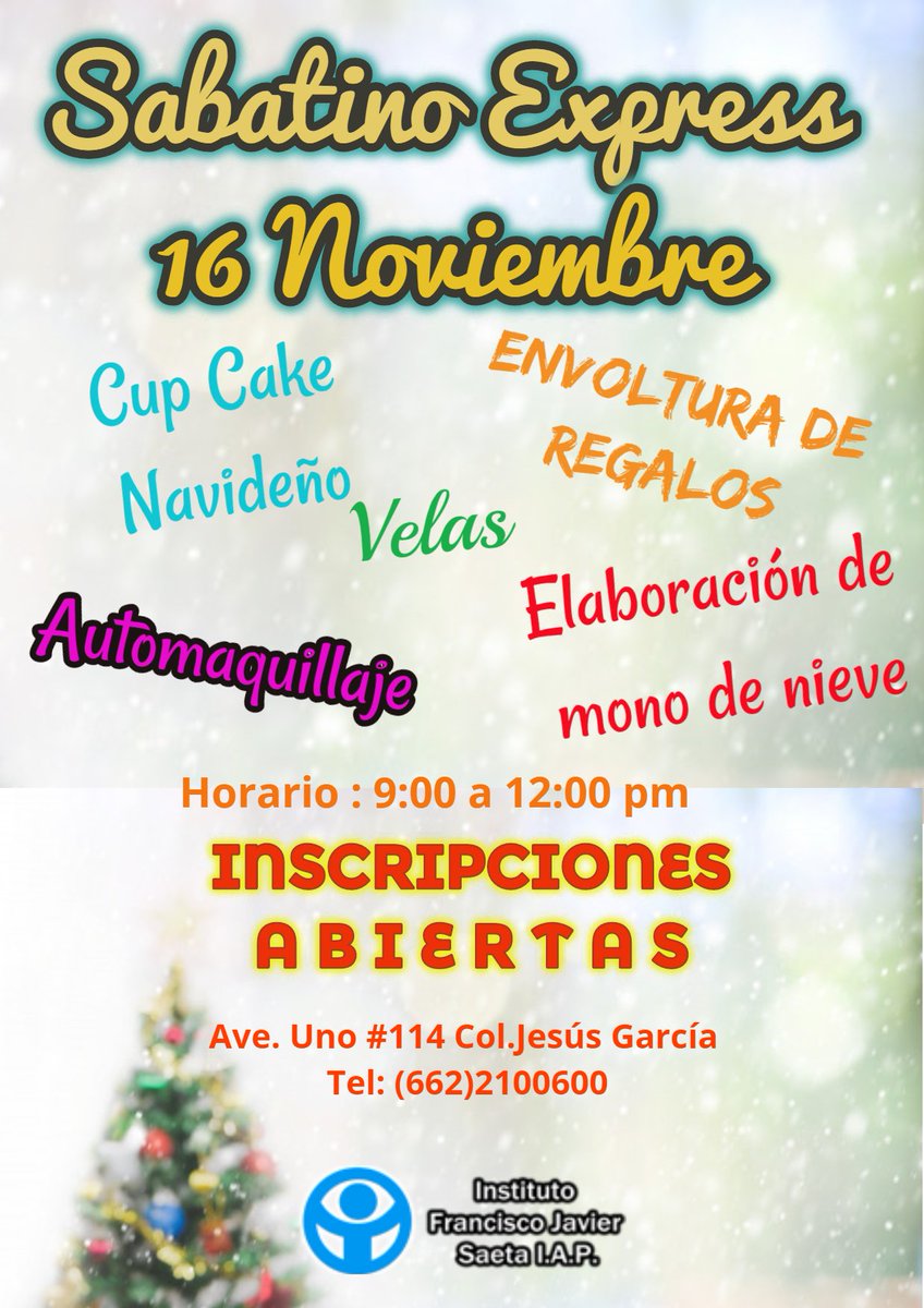 C U R S O S S A B I T I N O S !!!
Sábado 16 de noviembre. 🎄⛄️
I N S C R I P C I O N E S A B I E R T A S !!