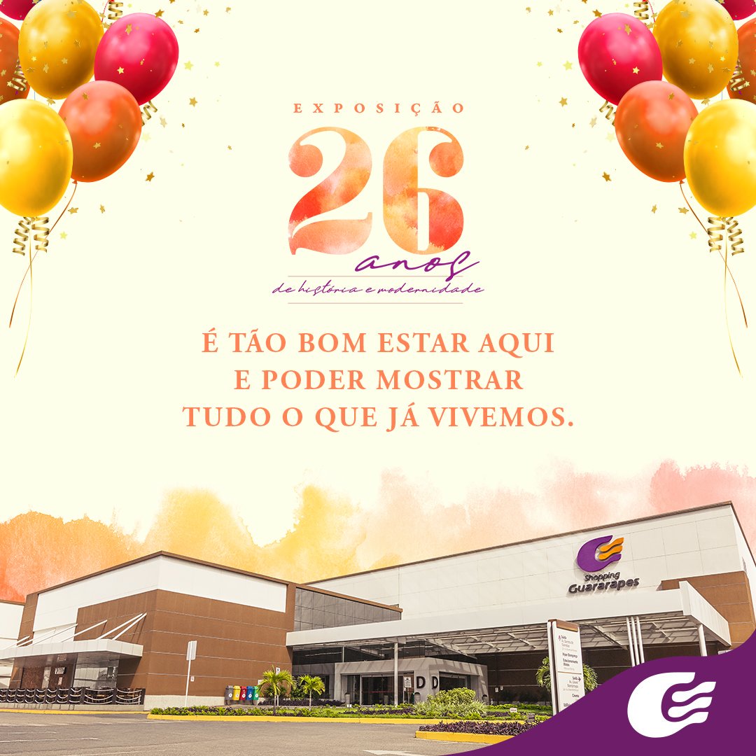 Às 11h do dia 11/11/1993, o Shopping Guararapes estava nascendo. Hoje, o Guara completa 26 anos juntinho de você. Para celebrar, montamos uma exposição inédita na Praça de Eventos, que acontece até 30/11. Venha ver de perto a trajetória do Guararapes! A entrada é gratuita.