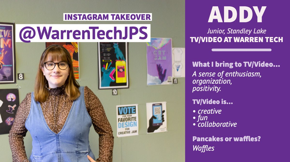 WarrenTechJPS's tweet photo. Join us on Instagram this week for a behind-the-scenes look at WT with a student takeover! First up, Addy from TV/Video. π½οΈπΊπΉhttps://t.co/JnKiba3e0J
#standleylakehs #studentPOV #behindthescenes @JeffcoSchoolsCo https://t.co/As8iRc1j1h