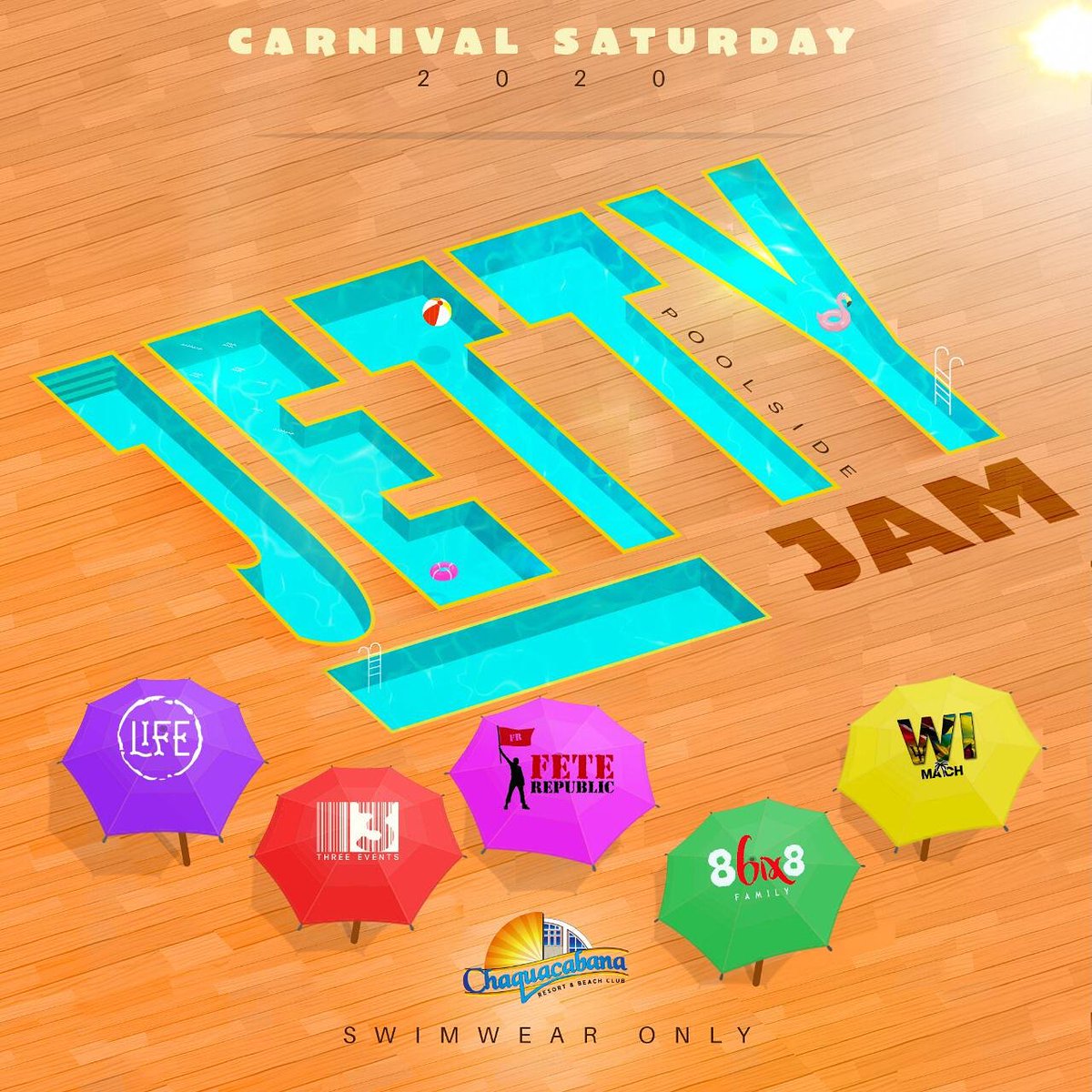 cari_baee's tweet photo. 💃🏾💃🏾💃🏾💃🏾💃🏾 
🔉🔉JETTY JAM 2020 🔉🔉
🗓Carnival Saturday (Feb 22nd, 2020)
📍Chaquacabana poolside 

👙Swimwear only.
#JettyJAM
#carnival2020 https://t.co/LLoAzlsr0H