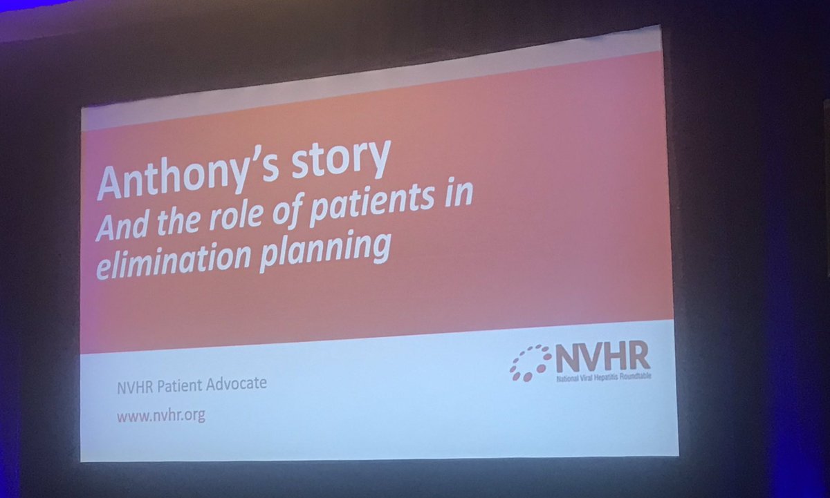 Anthony telling us his personal story as a cured HCV patient and the need for people with lived experience to be involved in elimination initiatives. #LiverMtg19