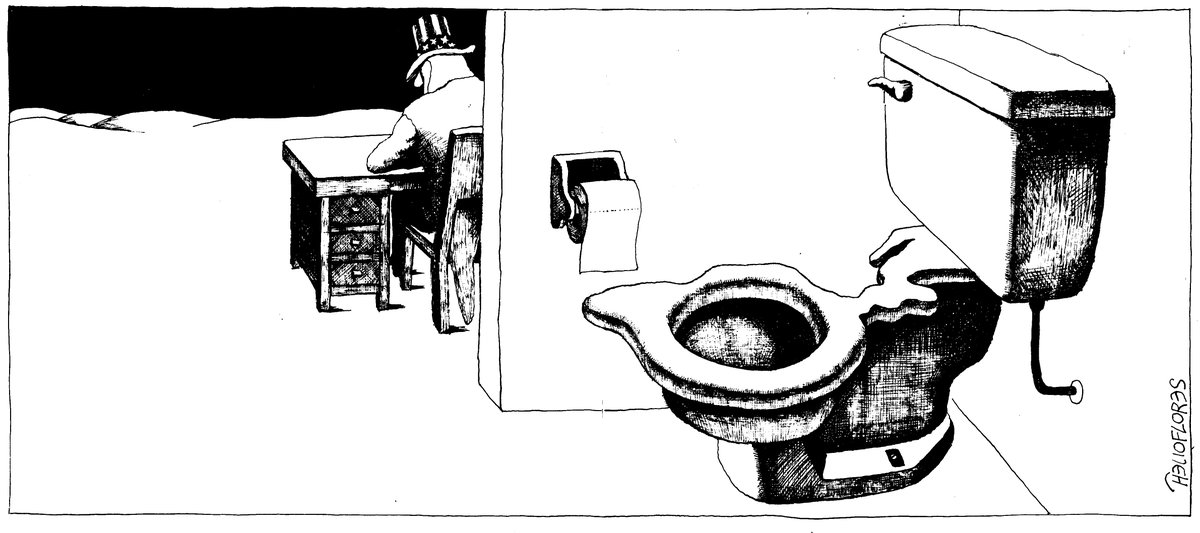 monerorape's tweet photo. Aquí les dejo un cartón de @Helioflores_mex hecho en 1975 para que vean cómo obra Washington en América Latina. https://t.co/ss0pCBQFNQ