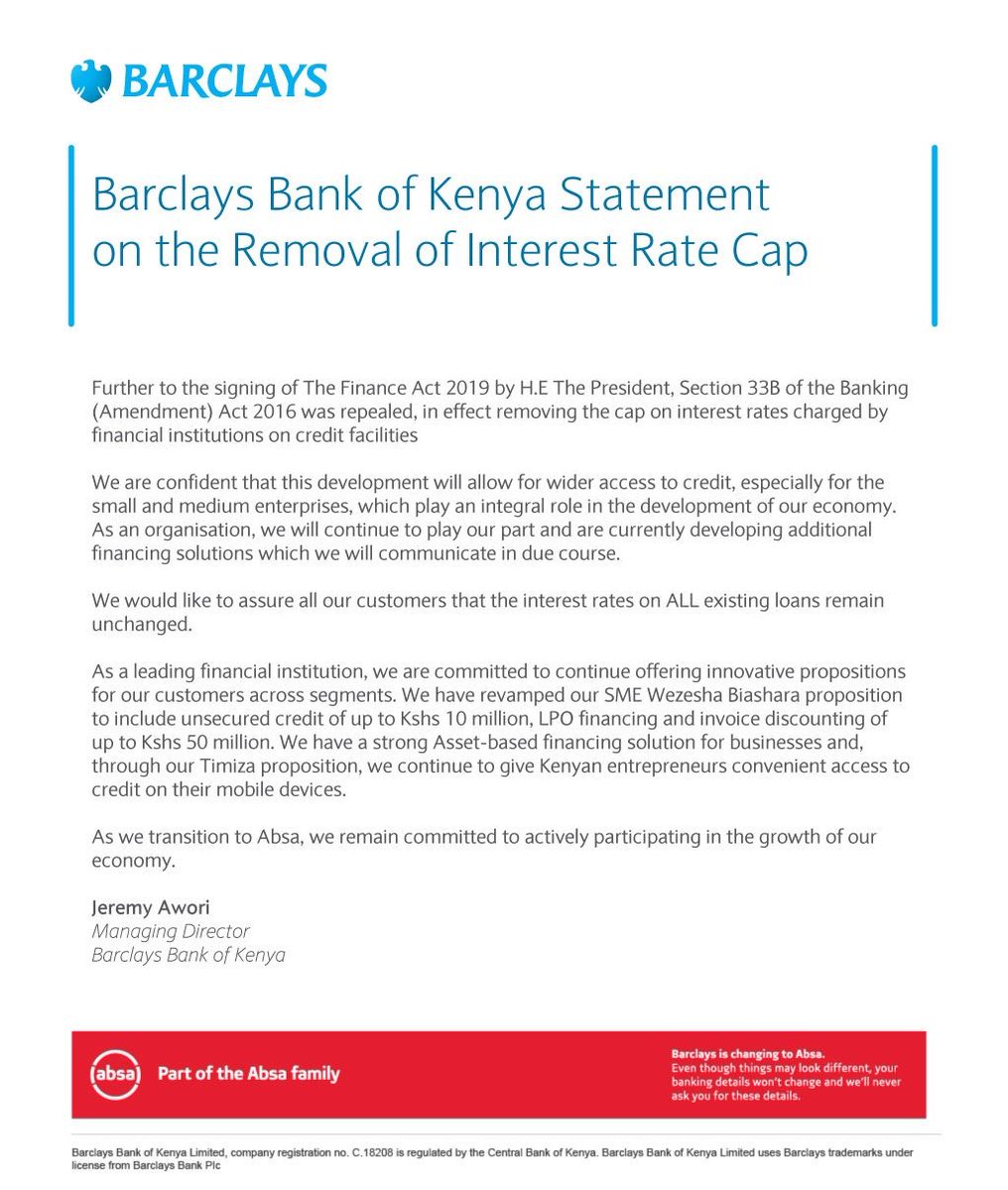 absa bank kenya on twitter samuelikoko hi samuel we will be releasing wider statement our position later about the interests but no current loans are impacted ww of functional expenses how does a cash flow work